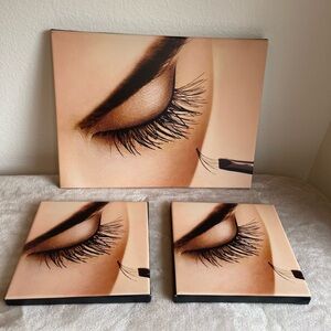 Canvas Set of 3 Eyelash Extension Wall Desk Salon Decor